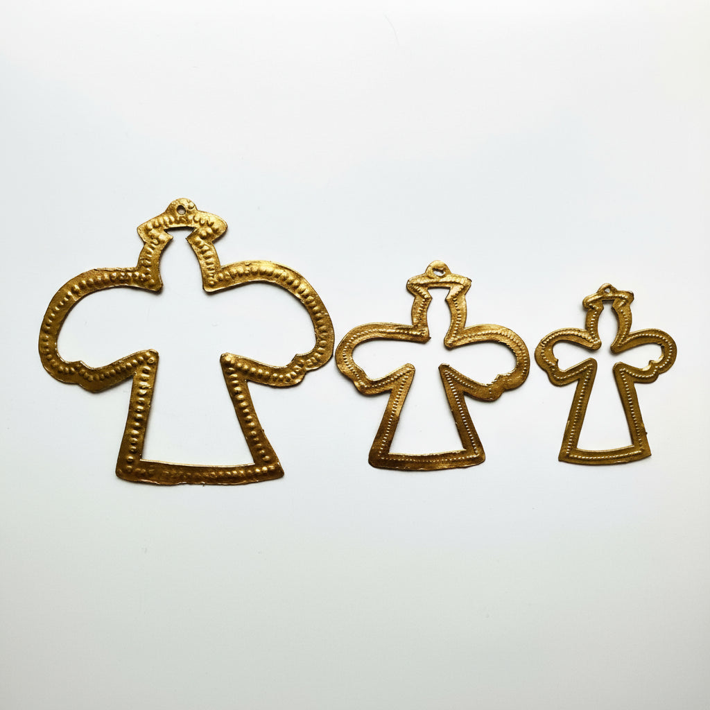 Decorative eco-friendly upcycled metal angel ornaments