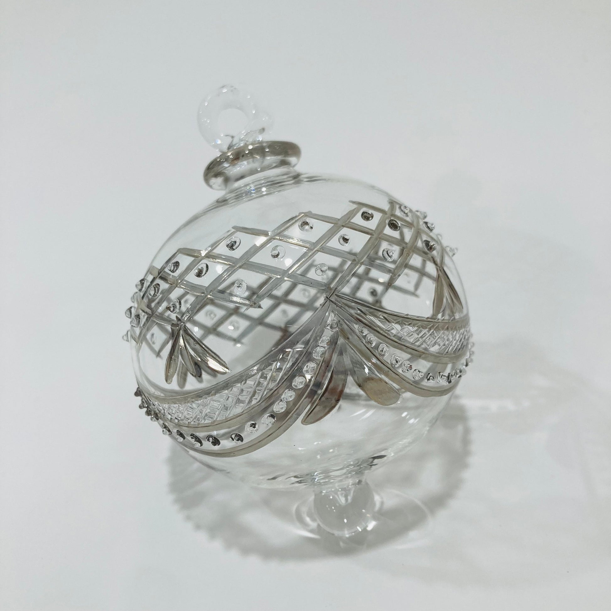 Blown Glass Ornament - Baroque Garland Silver