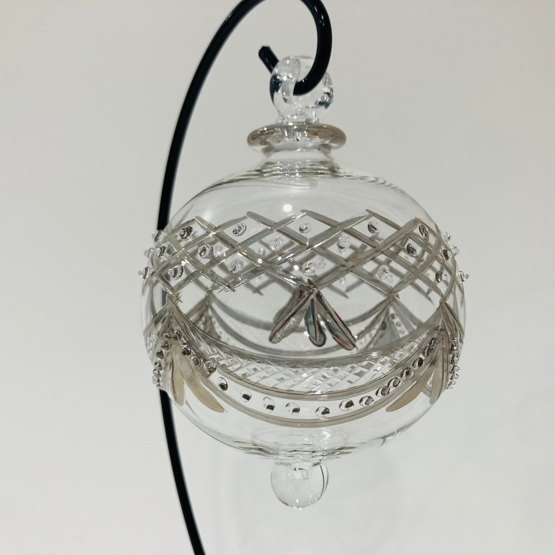 Blown Glass Ornament - Baroque Garland Silver