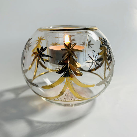 Bougeoir en Verre Soufflé - Noël Argent & Or