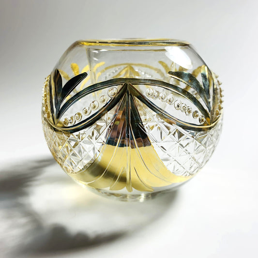 Blown Glass Candle Holder - Gold Garland