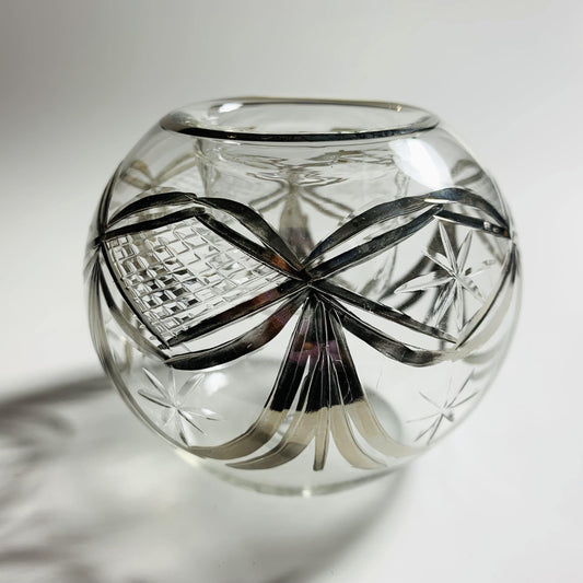 Blown Glass Candle Holder - Silver Drapes