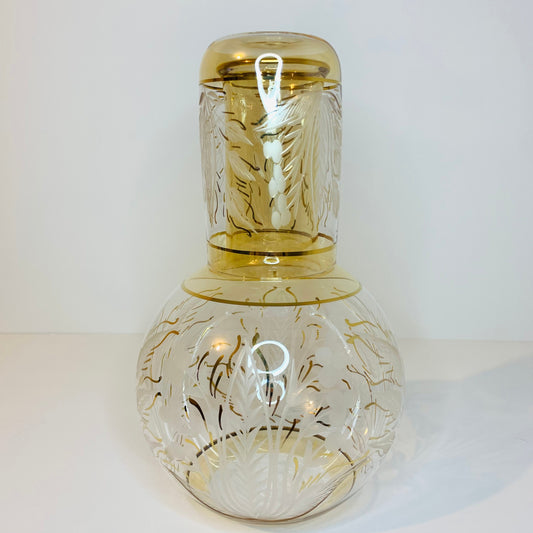 Blown Glass Carafe & Tumbler Set - Leaves1