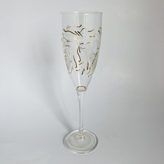 Blown Glass Champagne Flute - Delicate Flowers