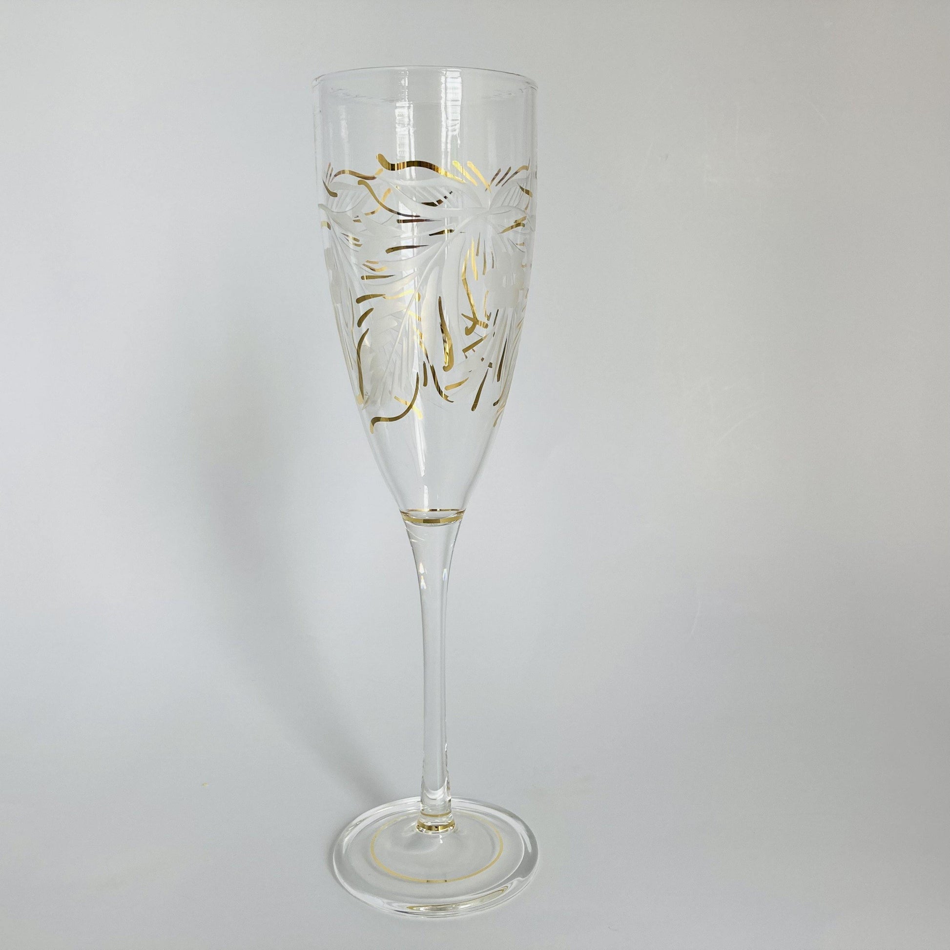 Blown Glass Champagne Flute - Delicate Flowers