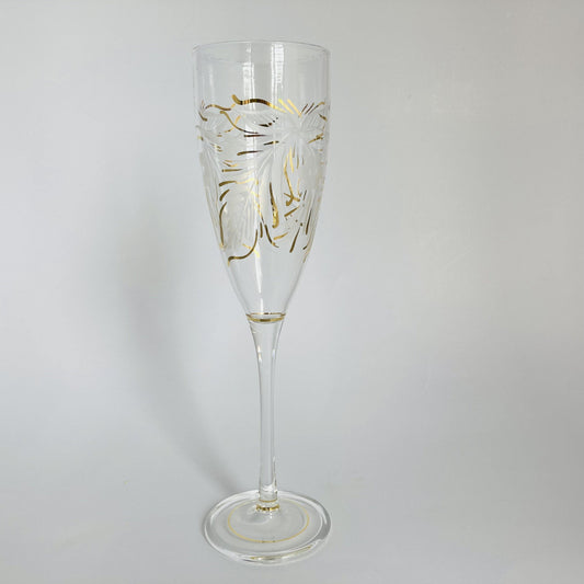 Blown Glass Champagne Flute - Delicate Flowers