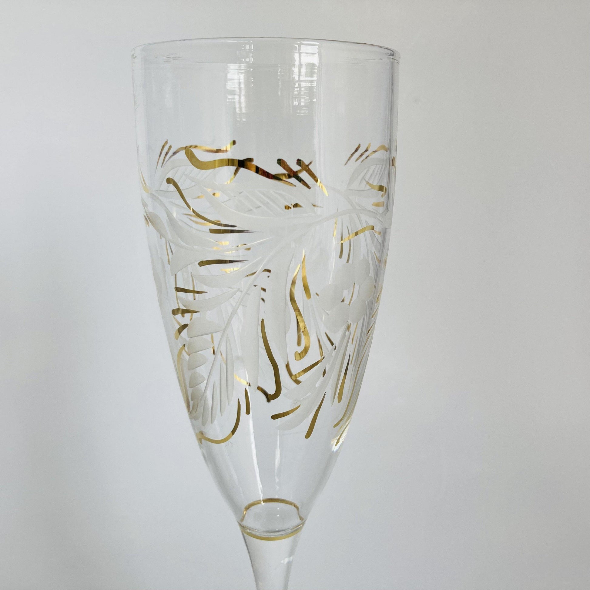 Blown Glass Champagne Flute - Delicate Flowers
