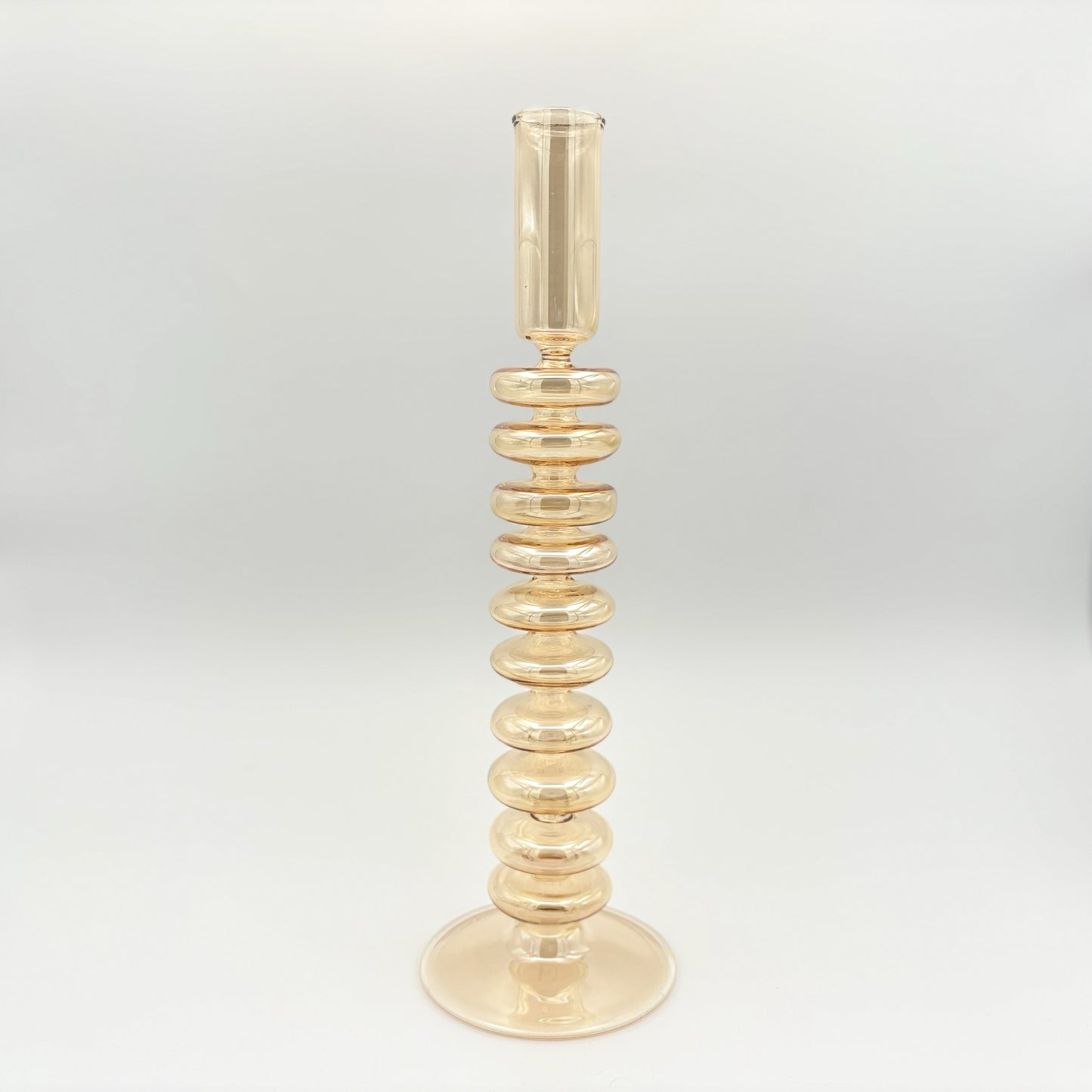 Blown Glass Curvy Candle Holder - Yellow