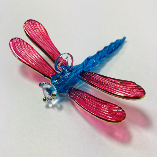 Blown Glass Ornament - Dragonfly Fuchsia & Turquoise
