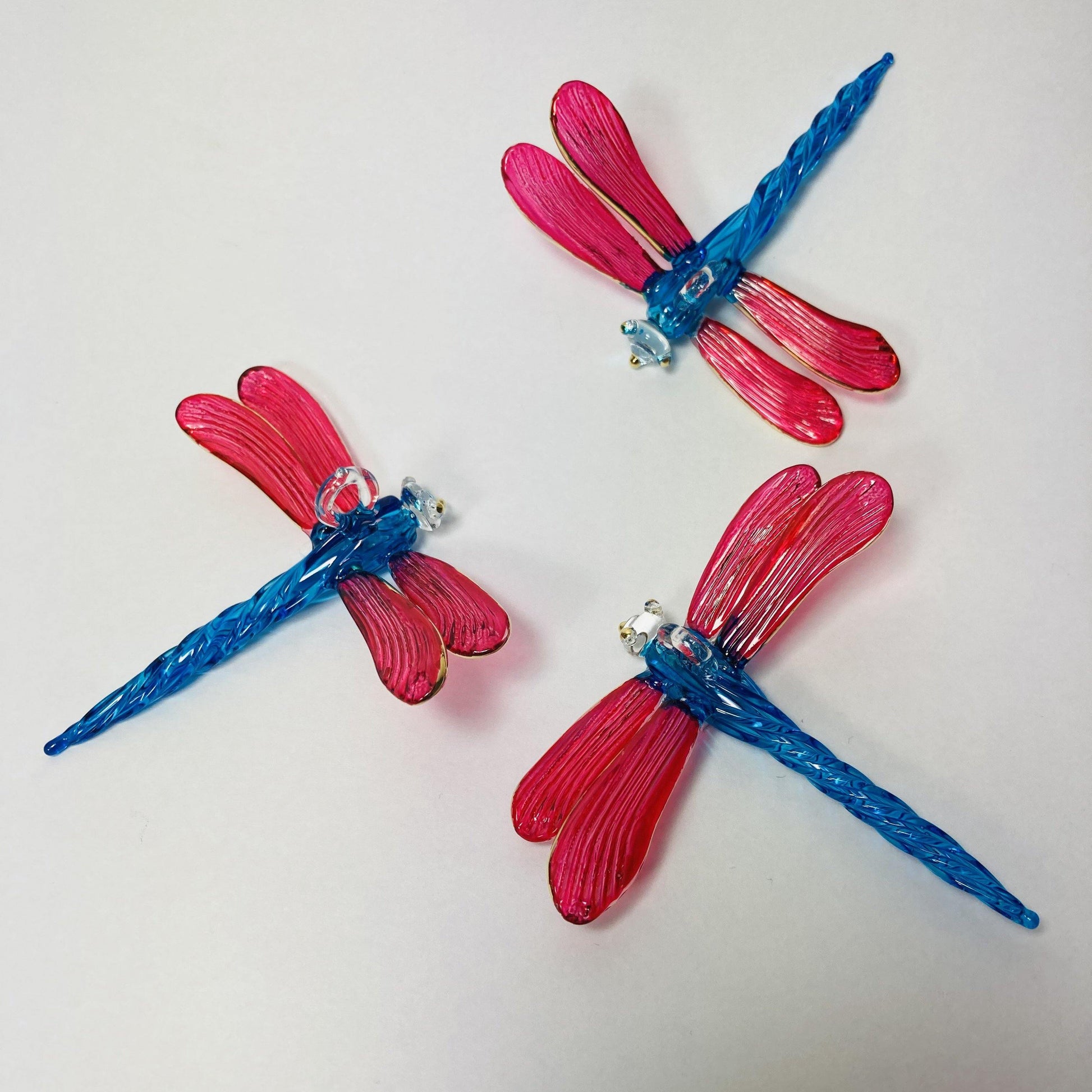 Blown Glass Ornament - Dragonfly Fuchsia & Turquoise