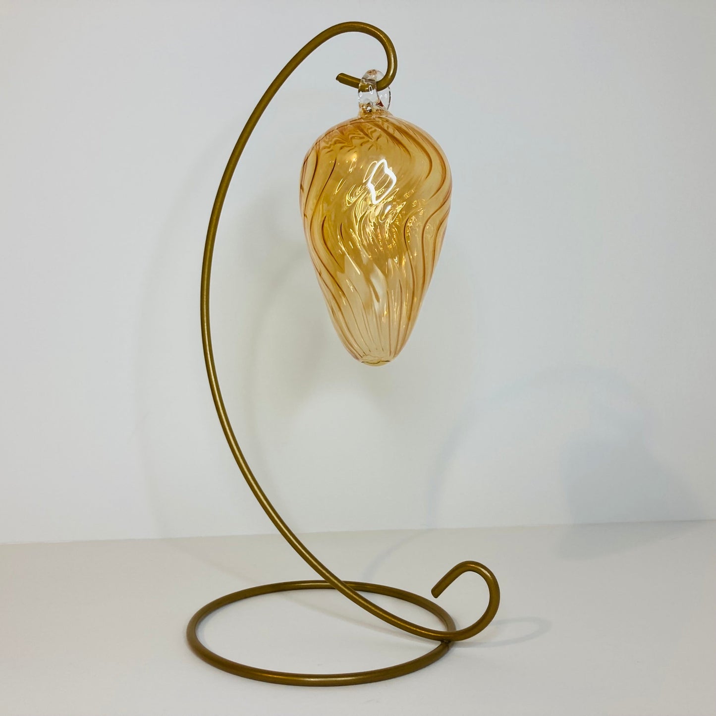 Blown Glass Egg Ornament - Wavy Yellow