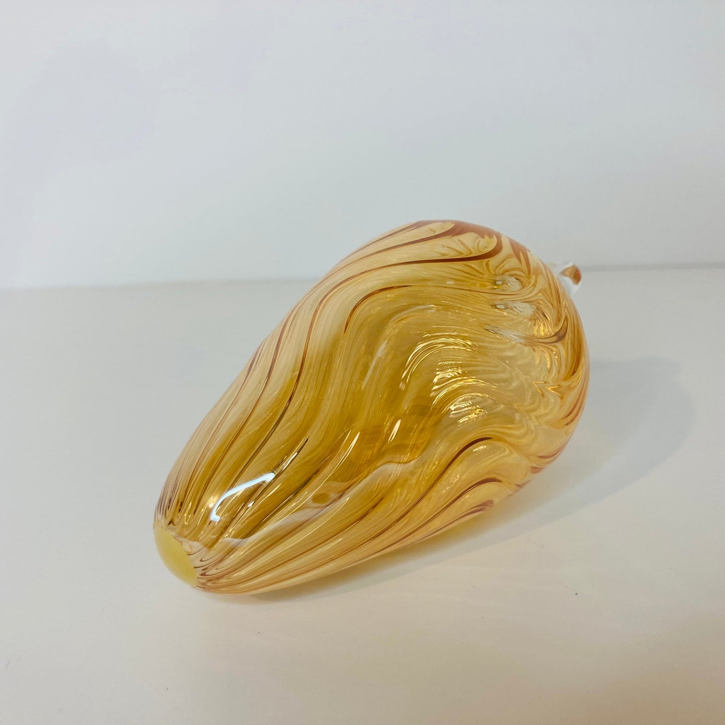 Blown Glass Egg Ornament - Wavy Yellow