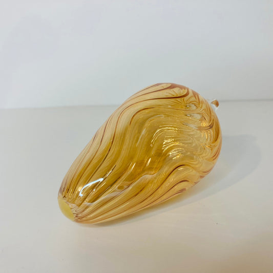 Blown Glass Egg Ornament - Wavy Yellow