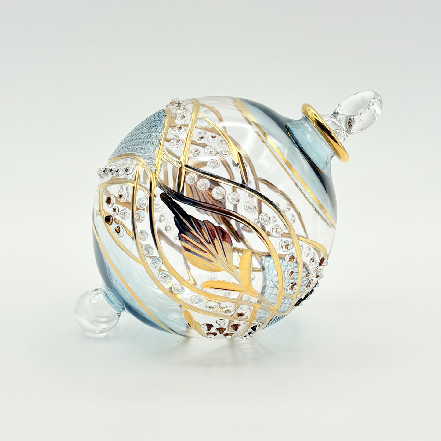 Blown Glass Ornament - Garland Teal