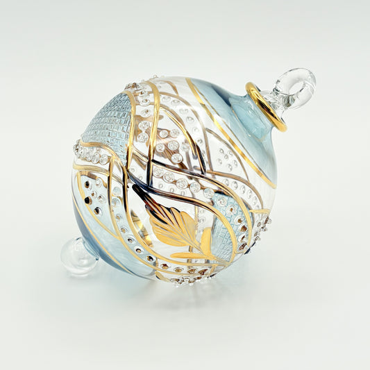 Blown Glass Ornament - Garland Teal