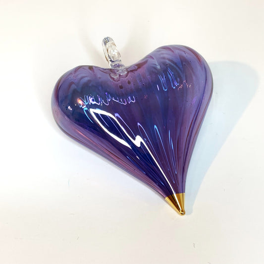 Blown Glass Ornament - Heart: Blue