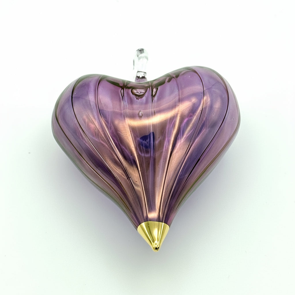 Blown Glass Ornament - Heart: Mauve