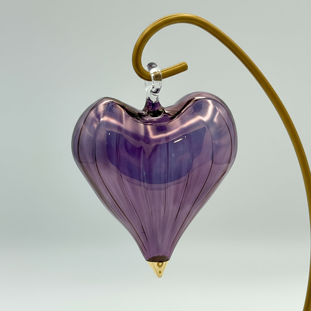 Blown Glass Ornament - Heart: Mauve