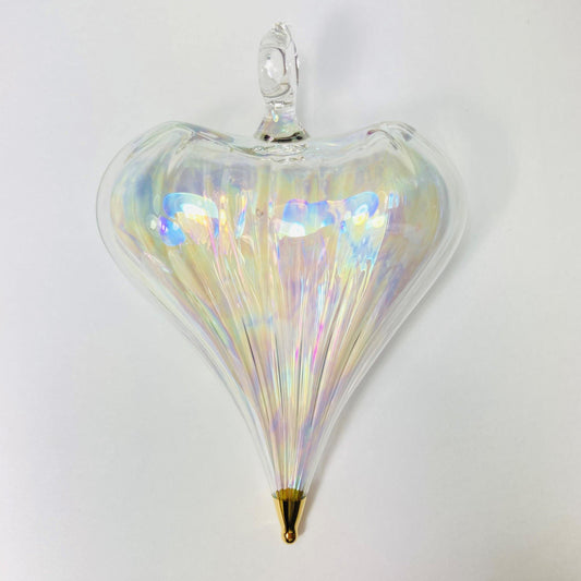 Fair Trade Blown Glass Ornament - Heart: Clear, Ethically Handmade