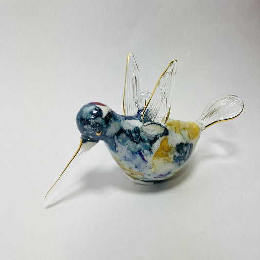 Blown Glass Ornament - Hummingbird: Multi / Blue