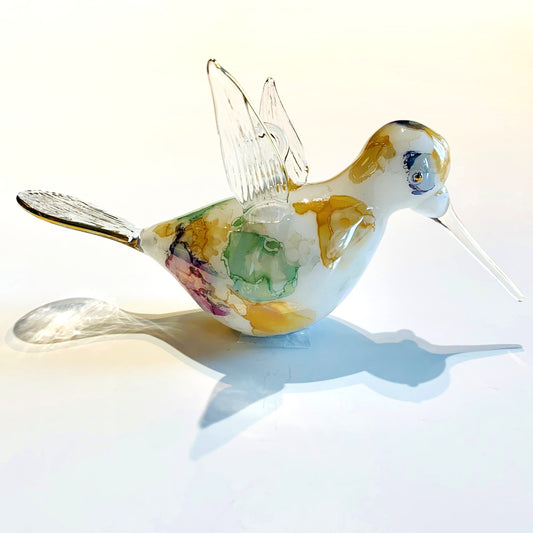 Blown Glass Ornament - Hummingbird: Multi / Green
