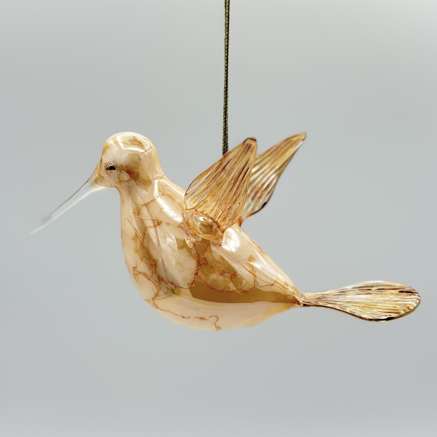 Ethically Made Blown Glass Ornament - Hummingbird Yellow