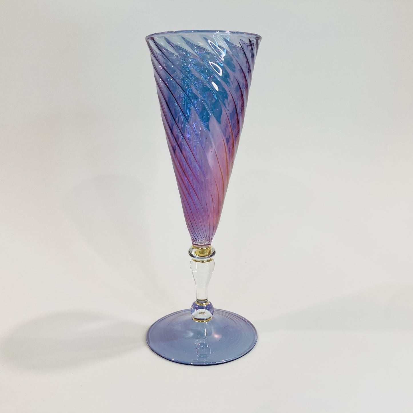Blown Glass Long Stem Champagne Flute - Iridescent