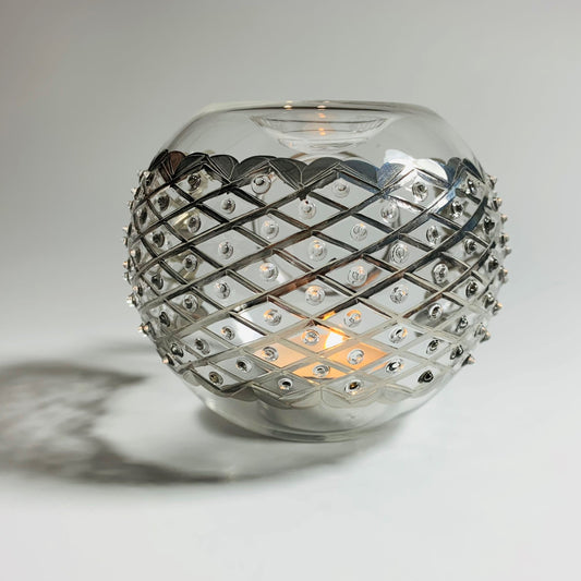 Blown Glass Oil Diffuser - Silver Diamonds