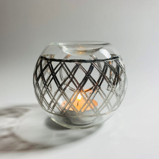 Blown Glass Oil Diffuser - Silver Lines