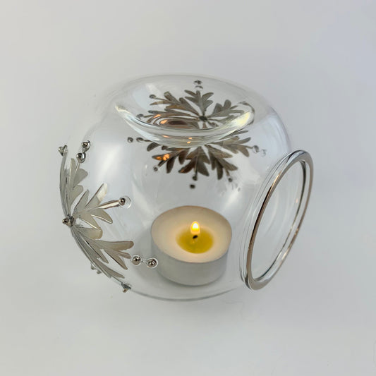 Blown Glass Oil Diffuser - Silver Snow Flake