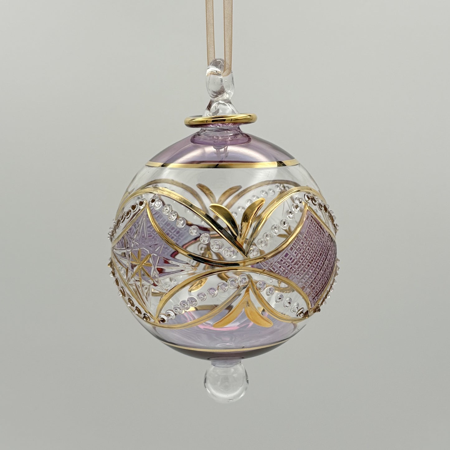 Blown Glass Ornament - Carousel Lavender