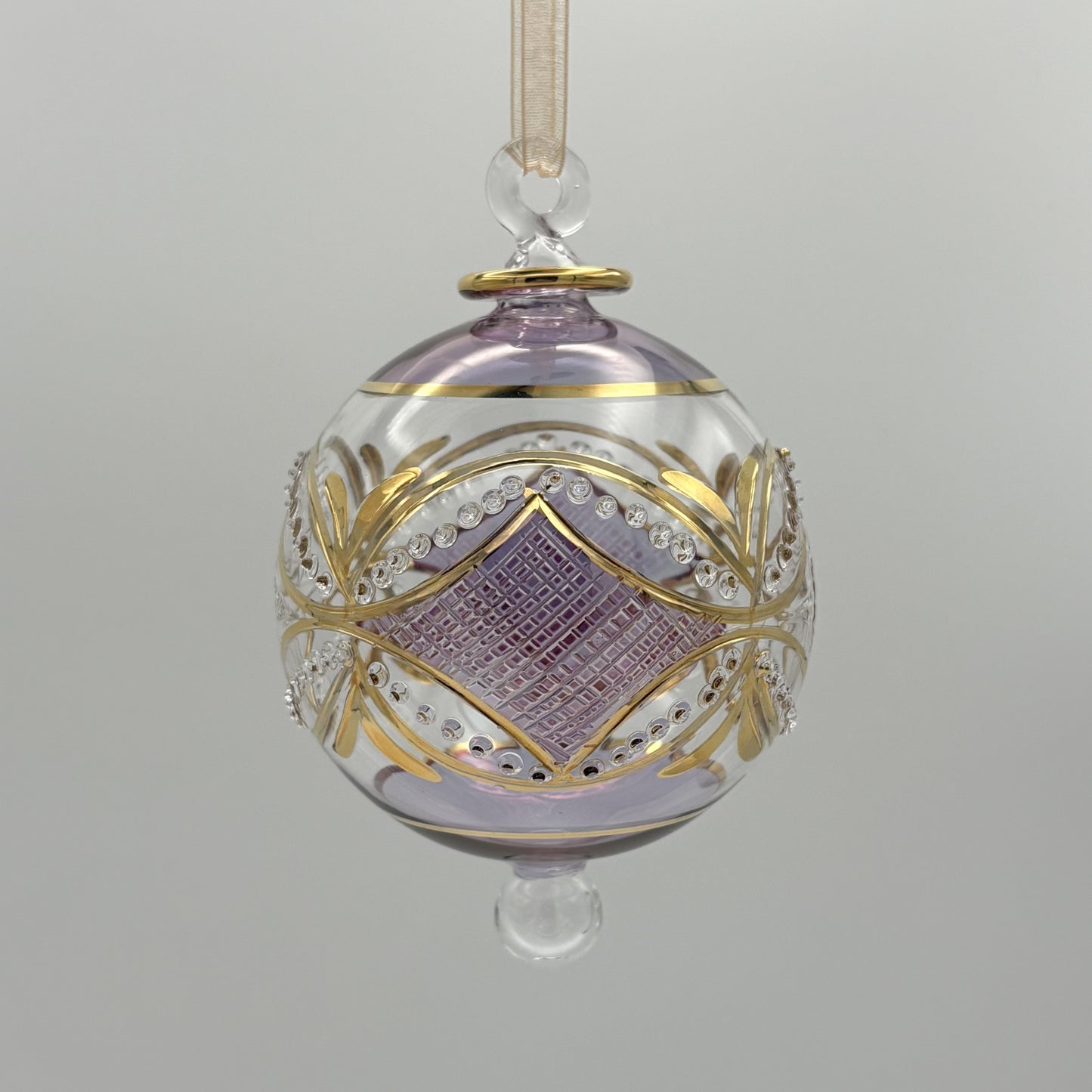 Blown Glass Ornament - Carousel Lavender