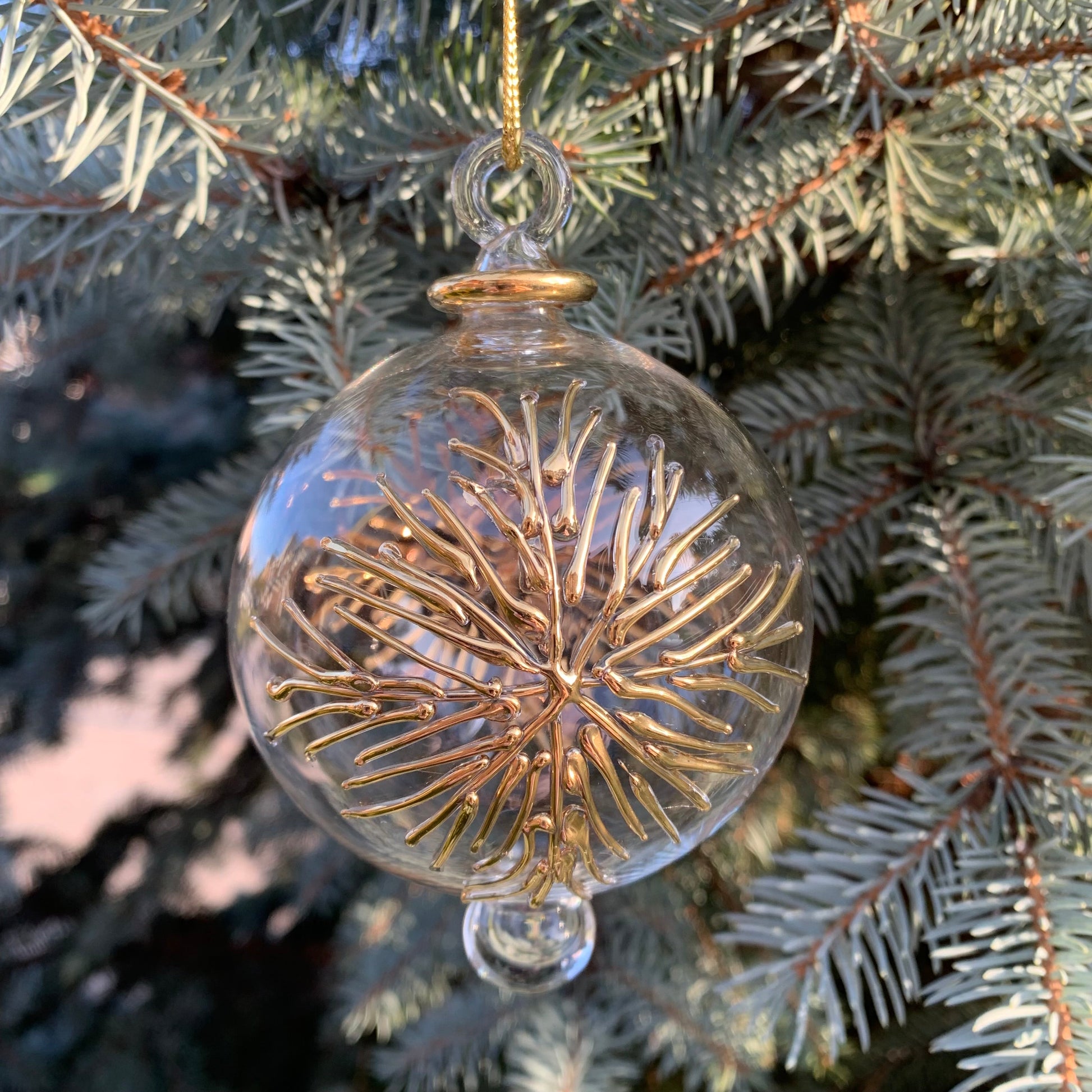 Blown Glass Ornament - Frozen Gold