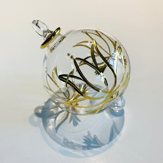Blown Glass Ornament - Gold Lotus