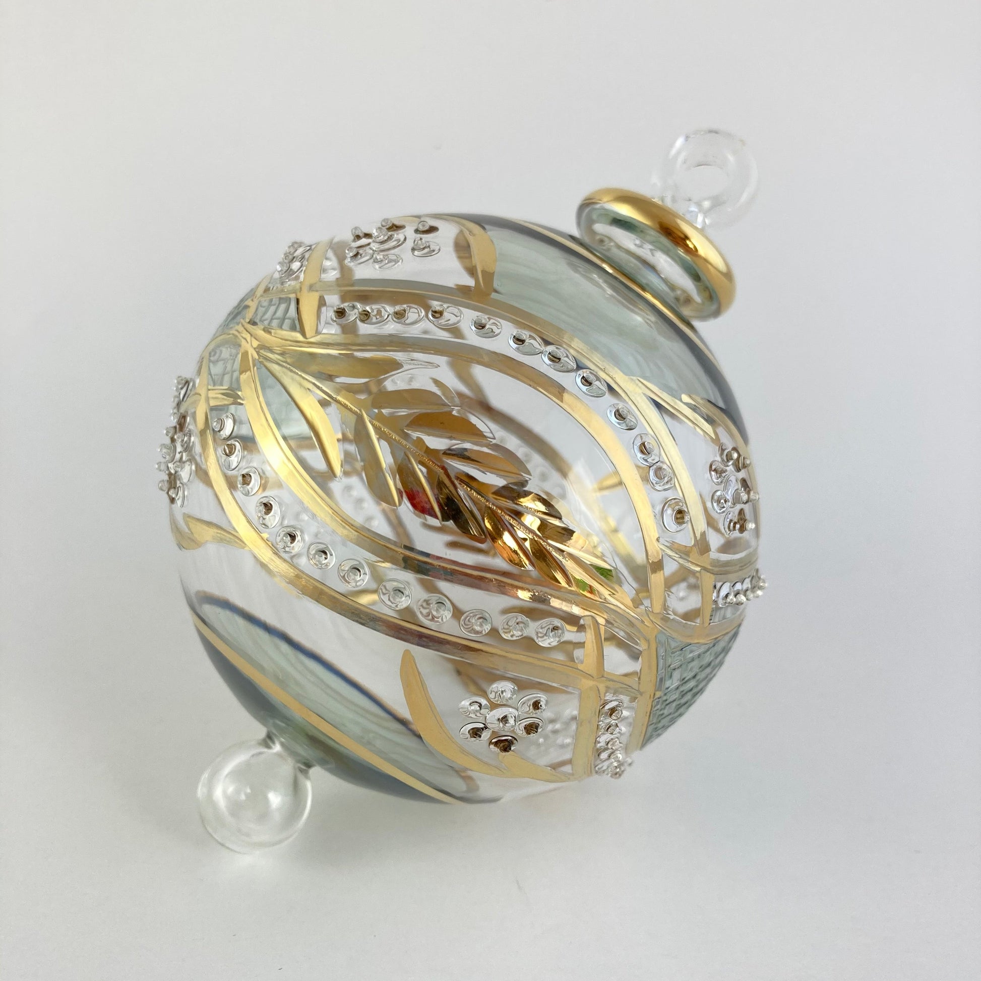 Blown Glass Ornament - Green Garland