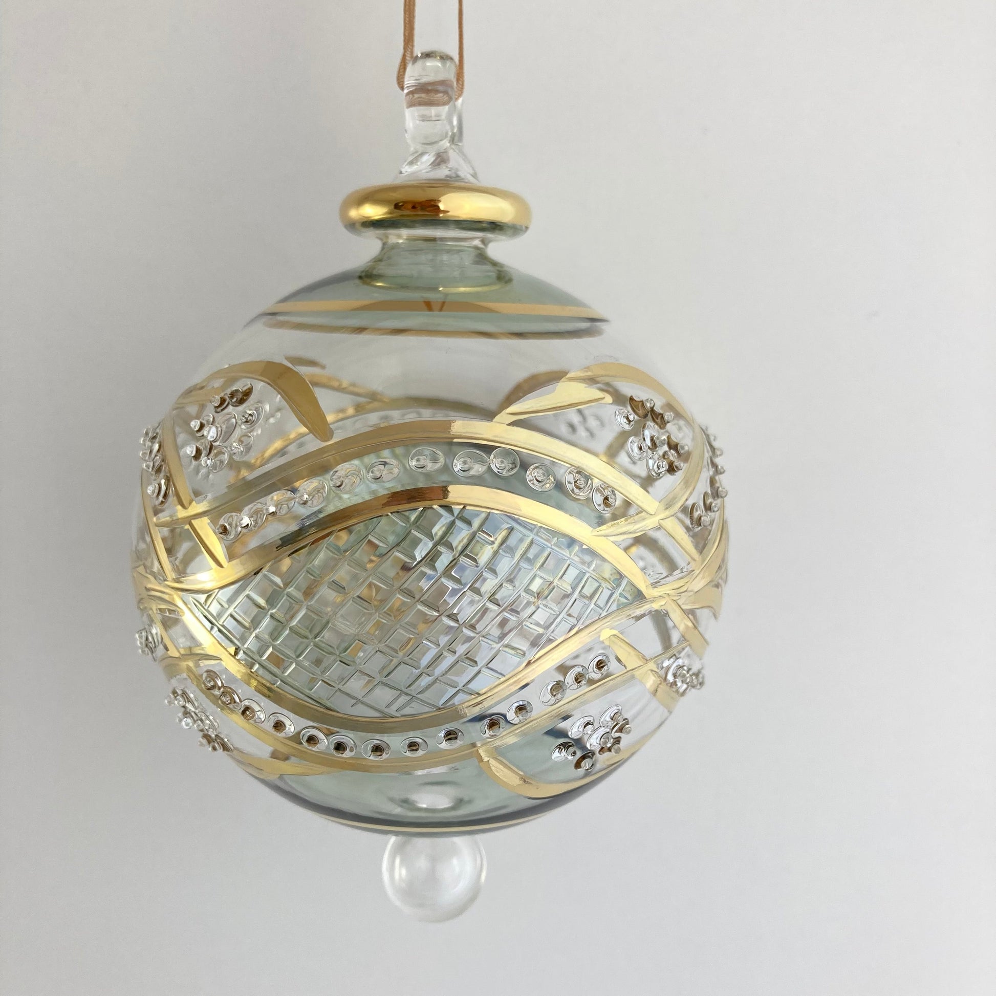 Blown Glass Ornament - Green Garland