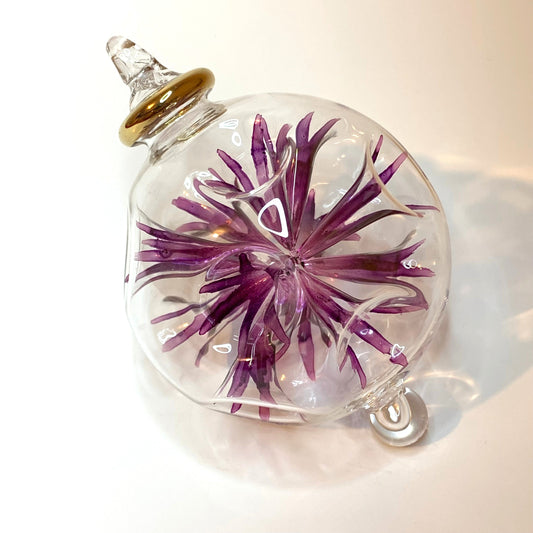 Blown Glass Ornament - Blossoms Mauve