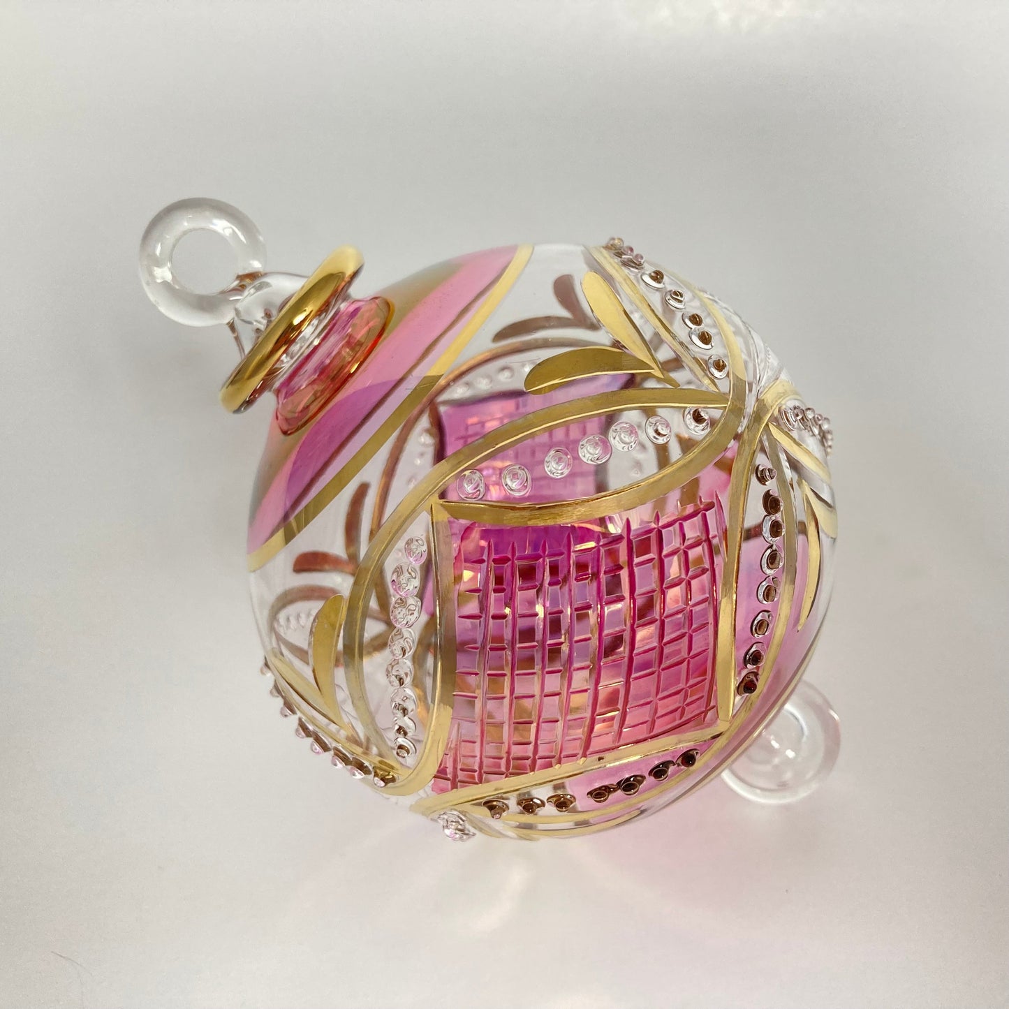 Blown Glass Ornament - Pink Carousel