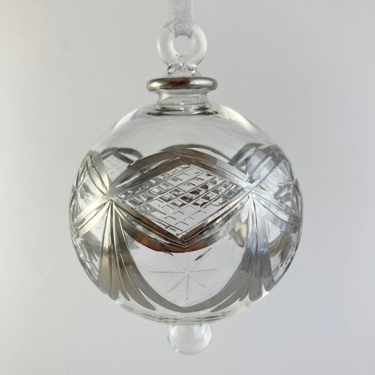 Blown Glass Ornament - Silver Garland