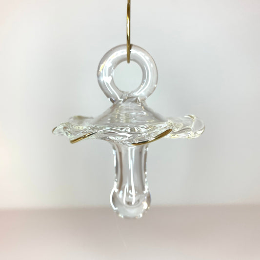 Blown Glass Ornament - Pacifier: Clear