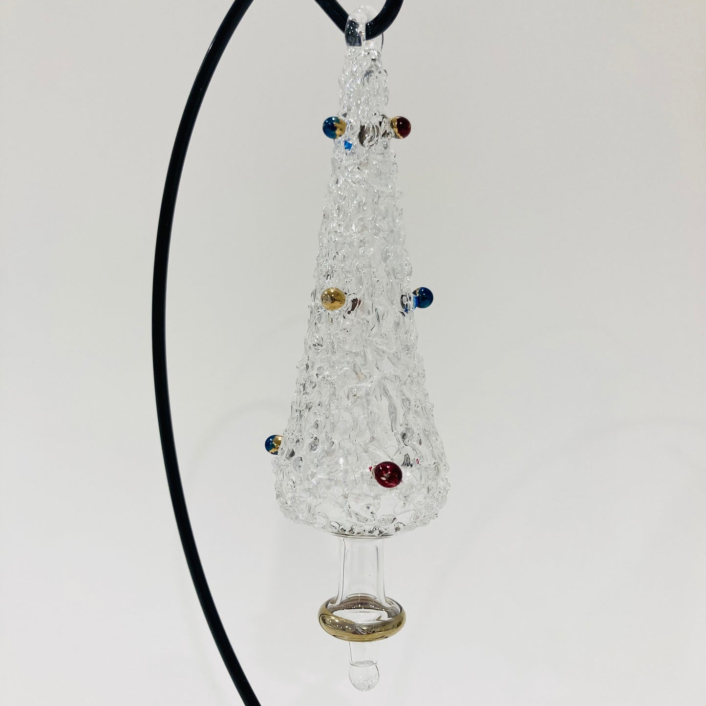 Blown Glass Ornament - Pine Tree White