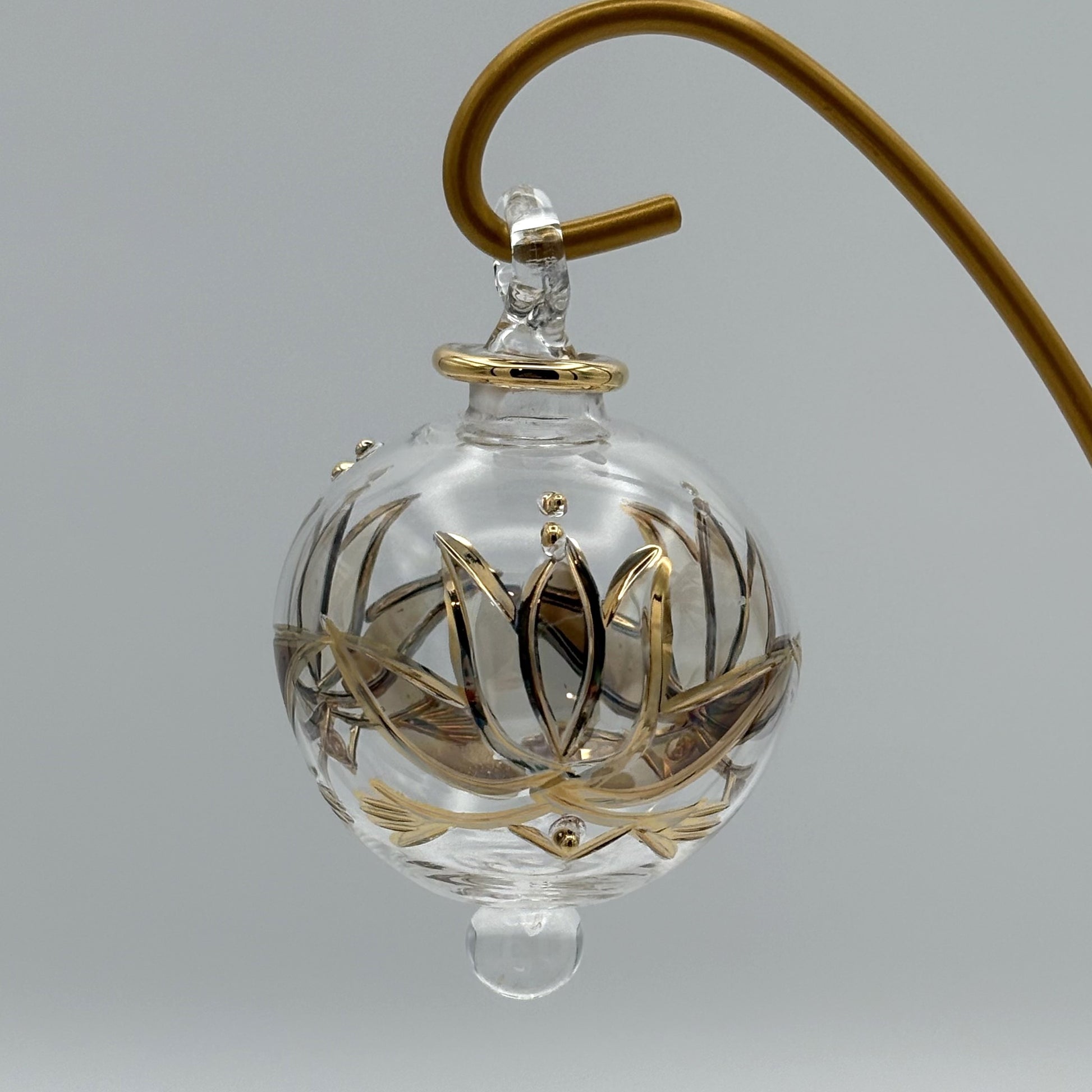 Blown Glass Small Ornament - Amber Lotus