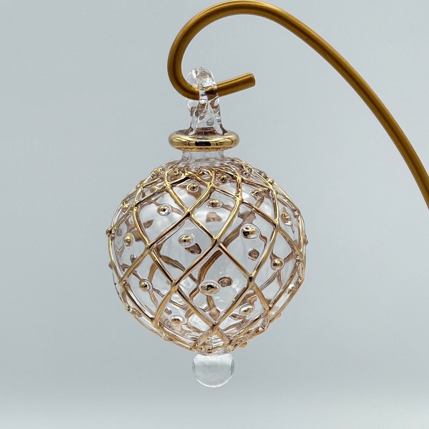 Blown Glass Small Ornament - Harlequin Gold