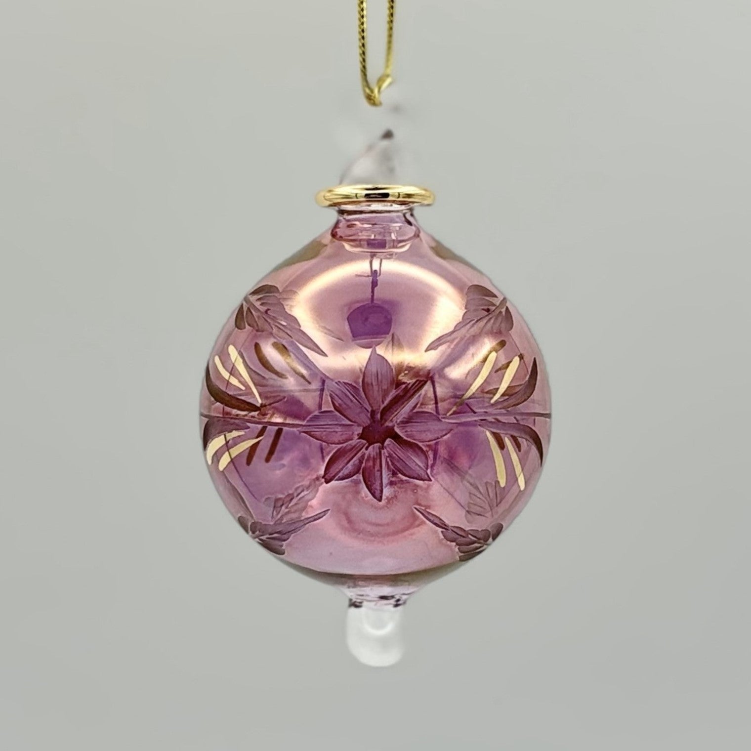Blown Glass Small Ornament - Flowers in Colors - Magenta