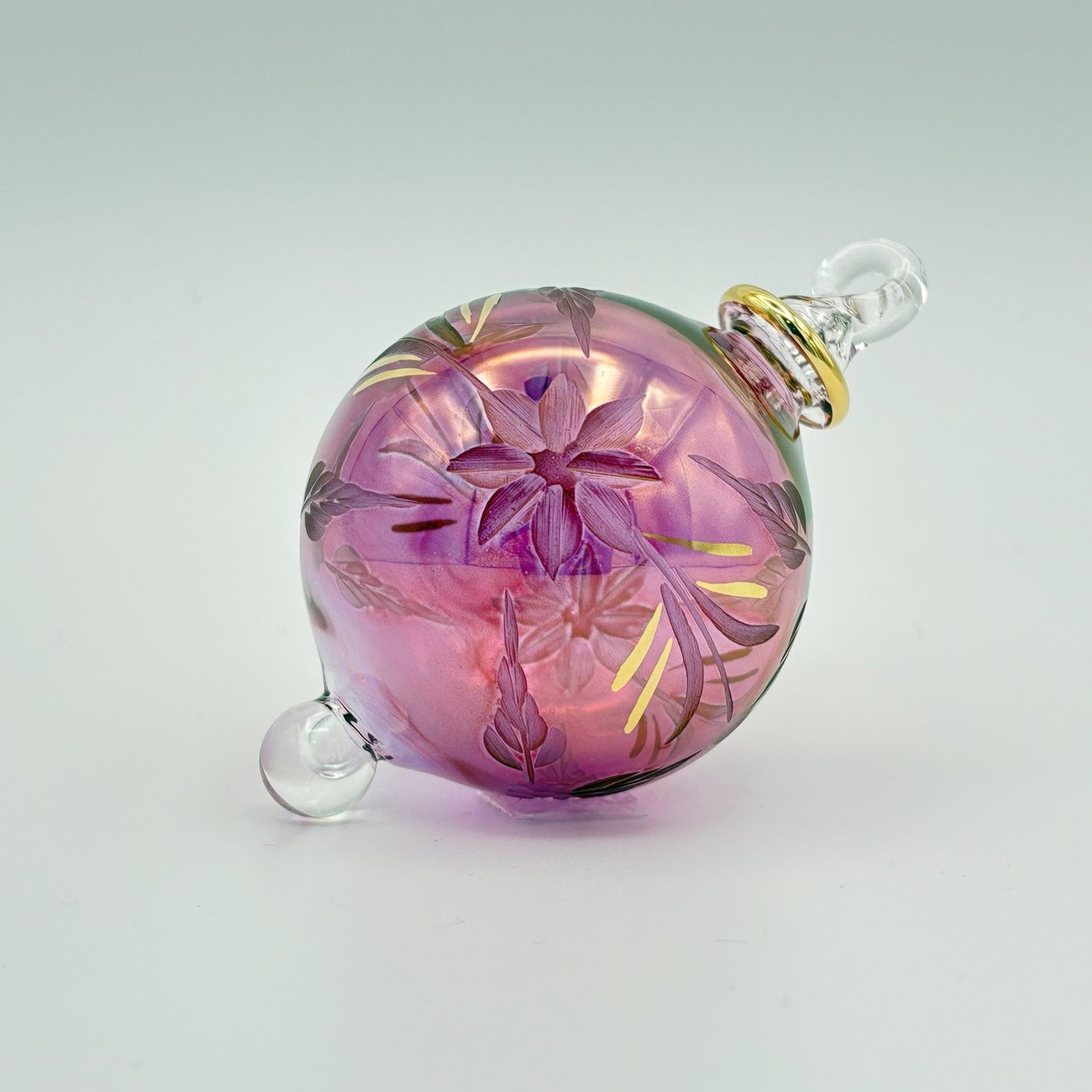 Blown Glass Small Ornament - Flowers in Colors - Magenta