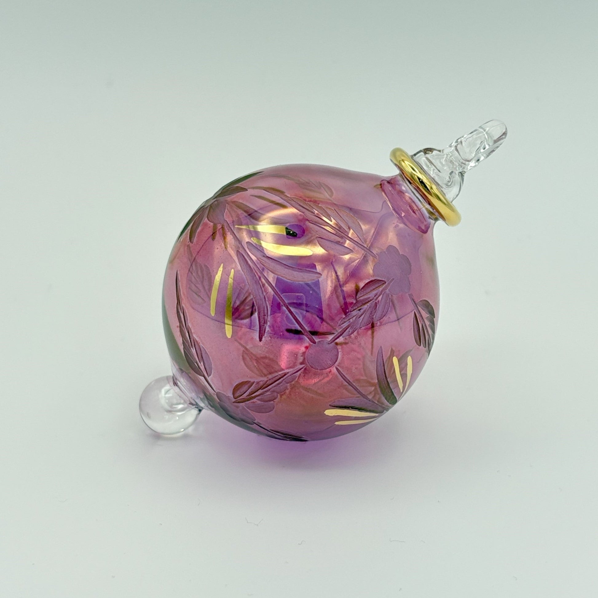 Blown Glass Small Ornament - Flowers in Colors - Magenta