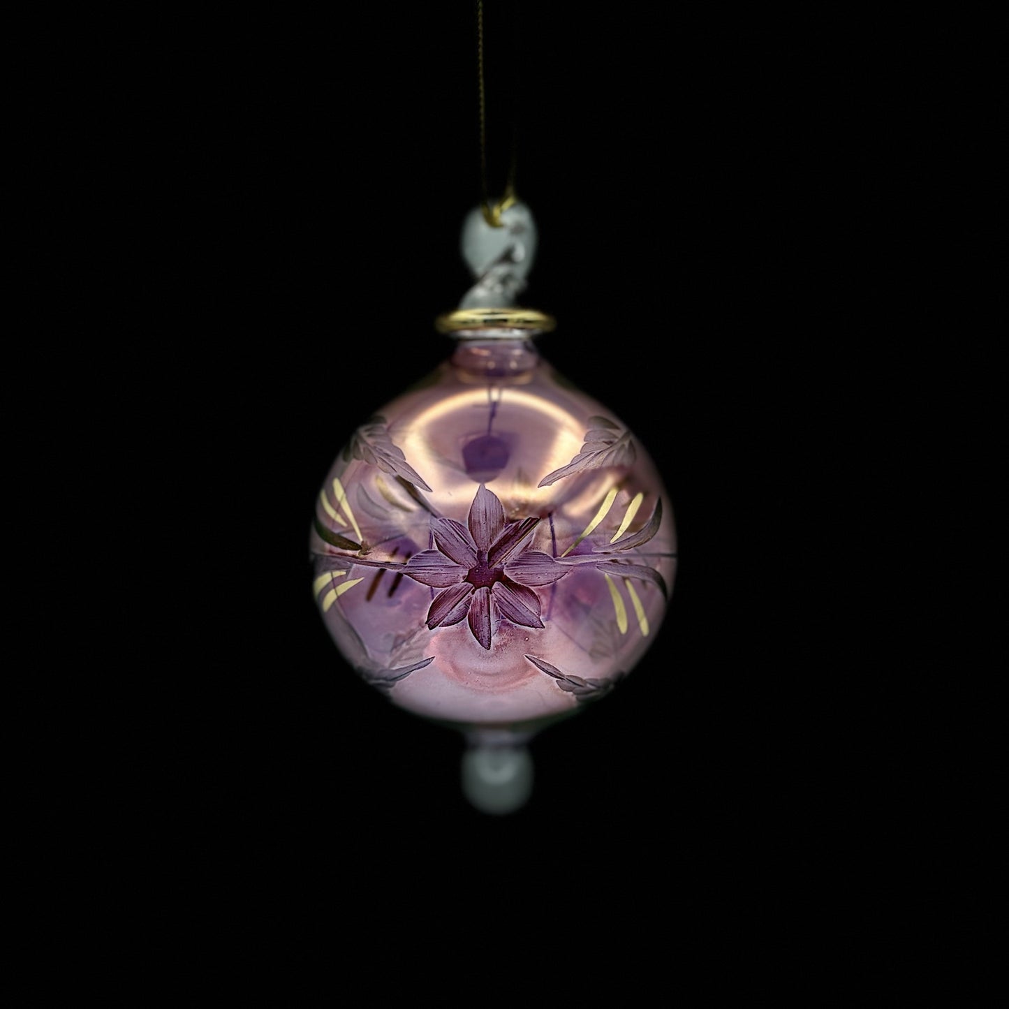 Blown Glass Small Ornament - Flowers in Colors - Magenta