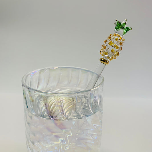 Blown Glass Cocktail Stirrer - Pineapple
