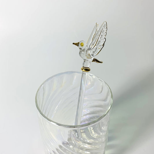 Blown Glass Cocktail Stirrer - Dove