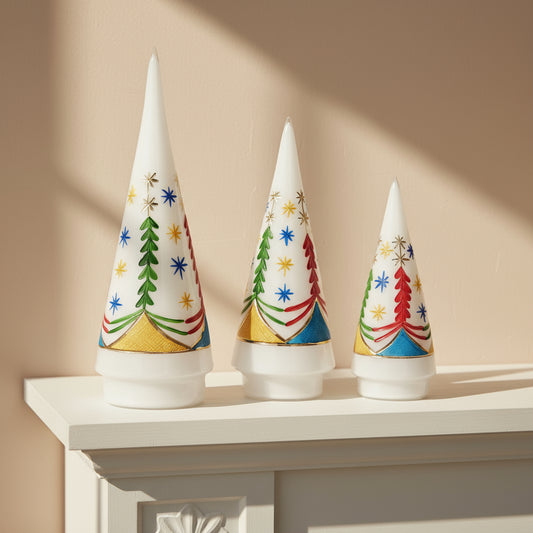 Blown Glass Tabletop Christmas Tree - Cone Colored Single Row